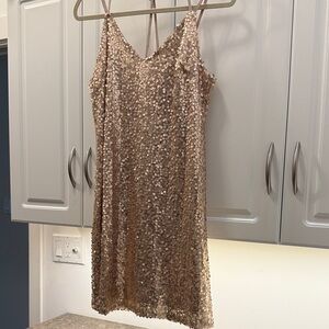 Sequin Slip Dress in Champagne Rose